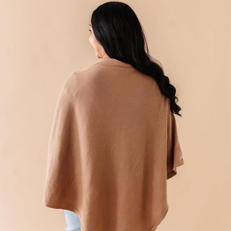 MakeMake Organics Knit Breathable Nursing Cover Up for Breastfeeding - Soft GOTS Certified Organic Cotton Breastfeeding Cover Up for Women - Privacy Feature, Brown - Image 2